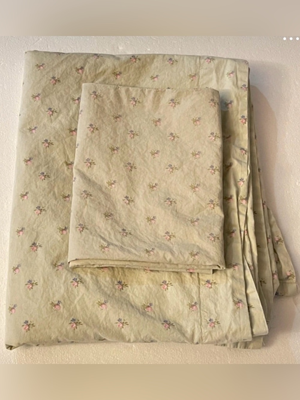 Simply Shabby Chic Vintage Green Rosebud Twin Flat Sheet & Pillowcase